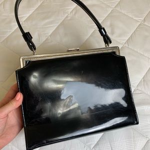Vintage 50s-60s black vinyl handbag